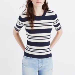 Madewell | Striped Ribbed Short Sleeve Sweater